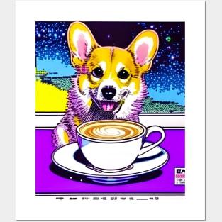 Corgi And Coffee Posters and Art